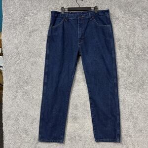Rustler Jeans Mens 38x29 Blue Dark Wash Tapered Leg Denim Workwear Classic